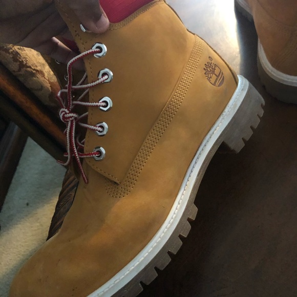 Custom Timberlands w/red and white main image 5